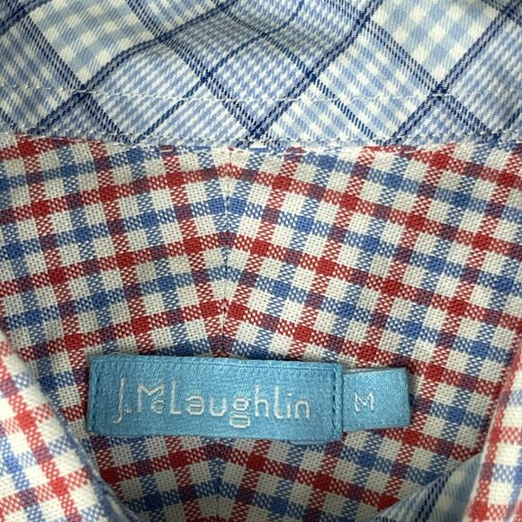 J McLaughlin Shirt Lot of 3 Mens Medium Check Plaid Button Up Cotton Flip Cuff - Picture 14 of 16